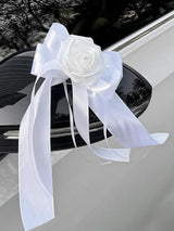 White Bow Car Decoration Flower 6 Pcs