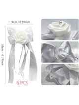 White Bow Car Decoration Flower 6 Pcs