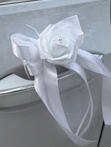 White Bow Car Decoration Flower 6 Pcs