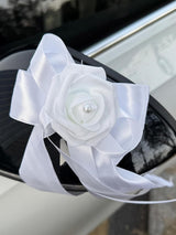 White Bow Car Decoration Flower 6 Pcs