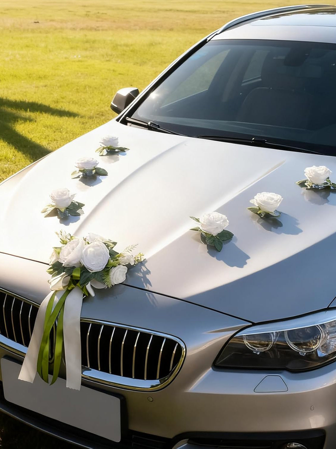 White Flowers Car Wedding Decoration Garland 6 Pcs