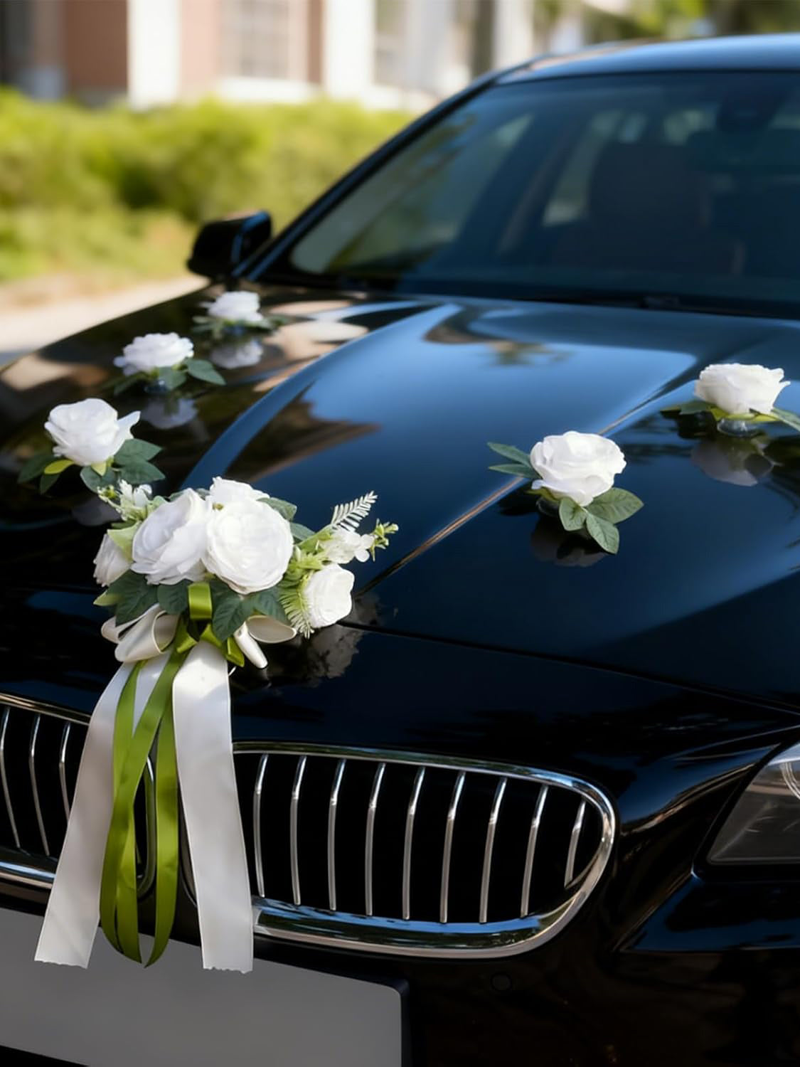 White Flowers Car Wedding Decoration Garland 6 Pcs