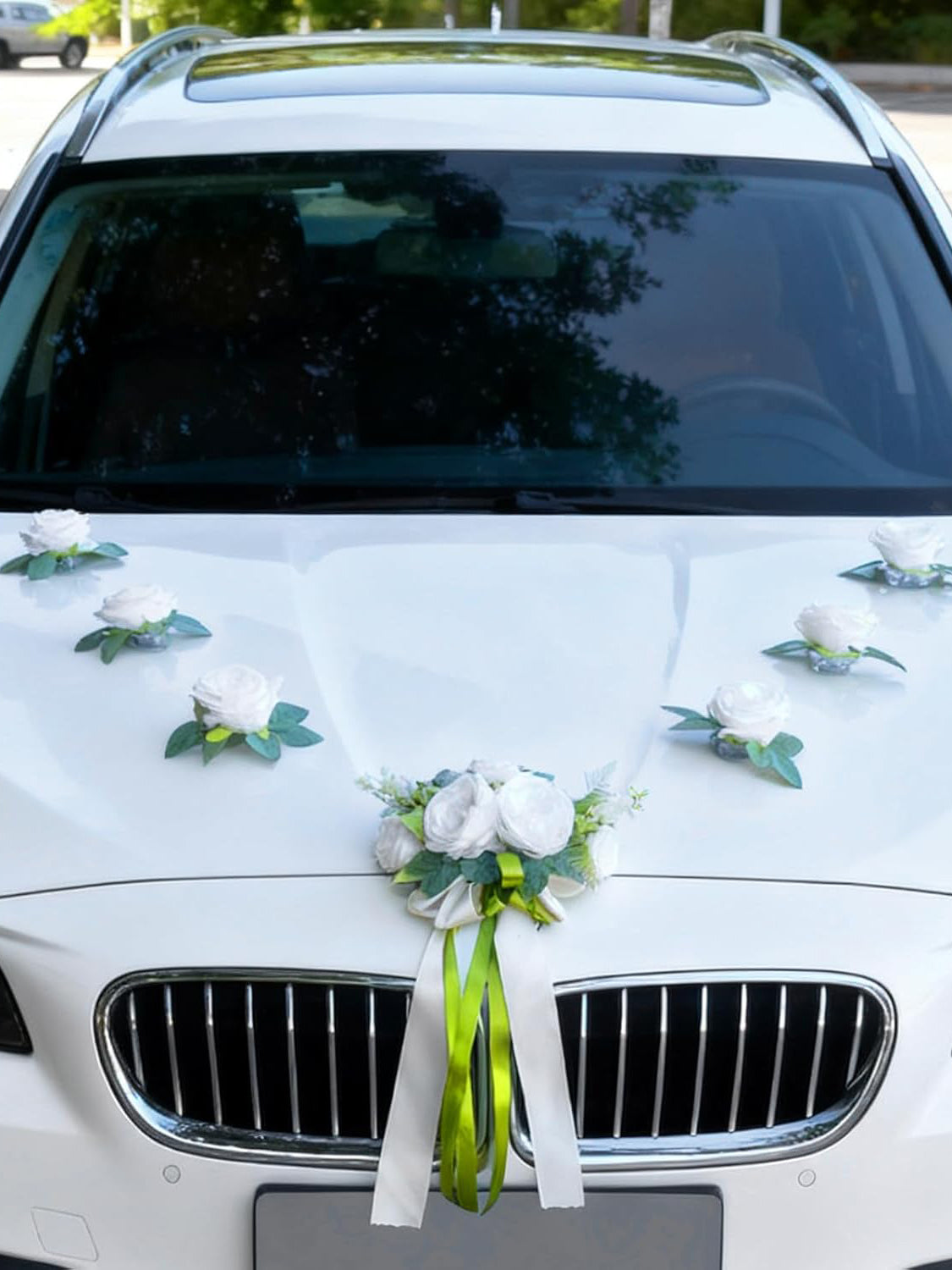 White Flowers Car Wedding Decoration Garland 6 Pcs