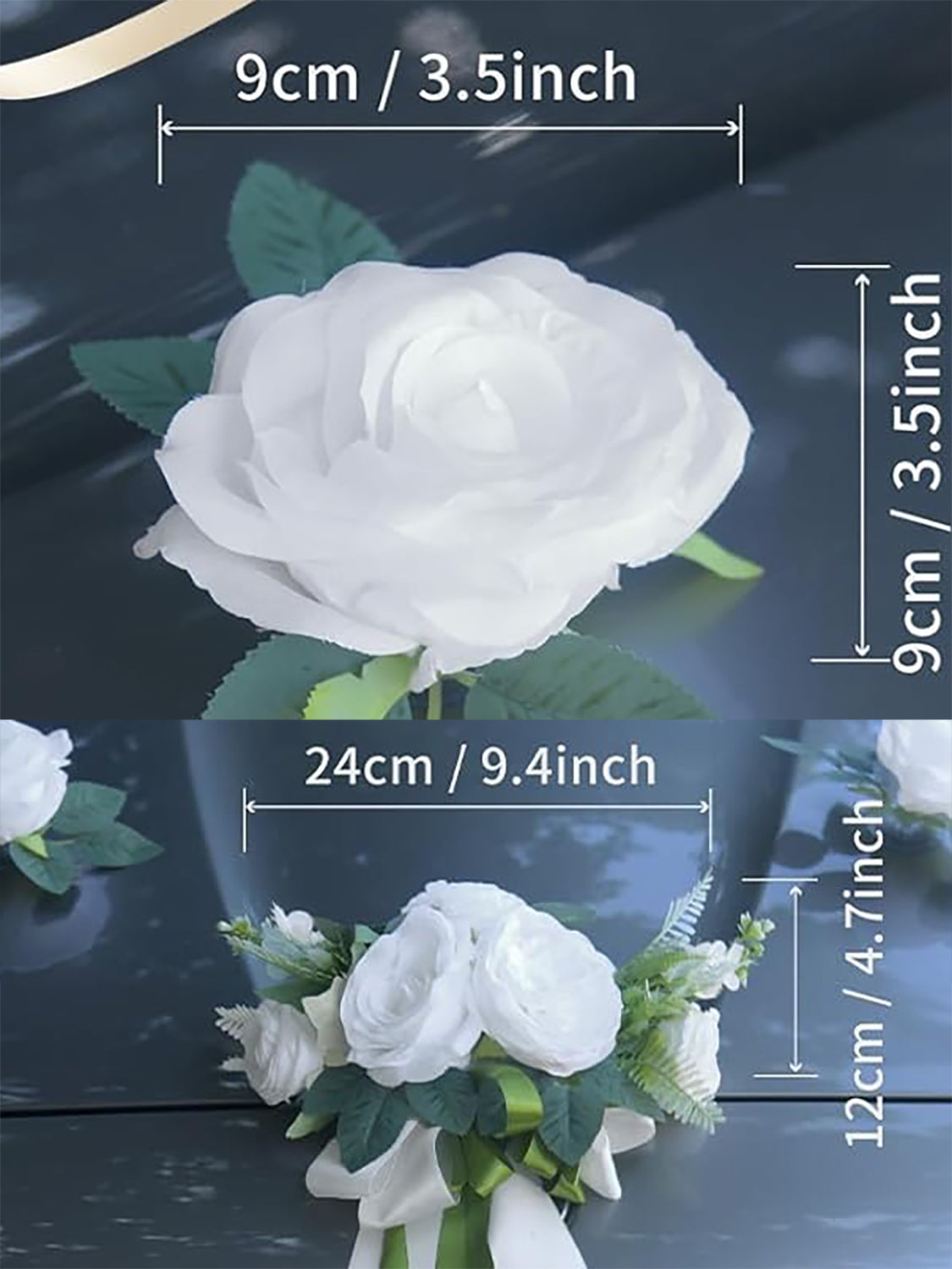 White Flowers Car Wedding Decoration Garland 6 Pcs