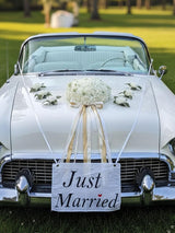 White Artificial Rose Wedding Car Decoration Set