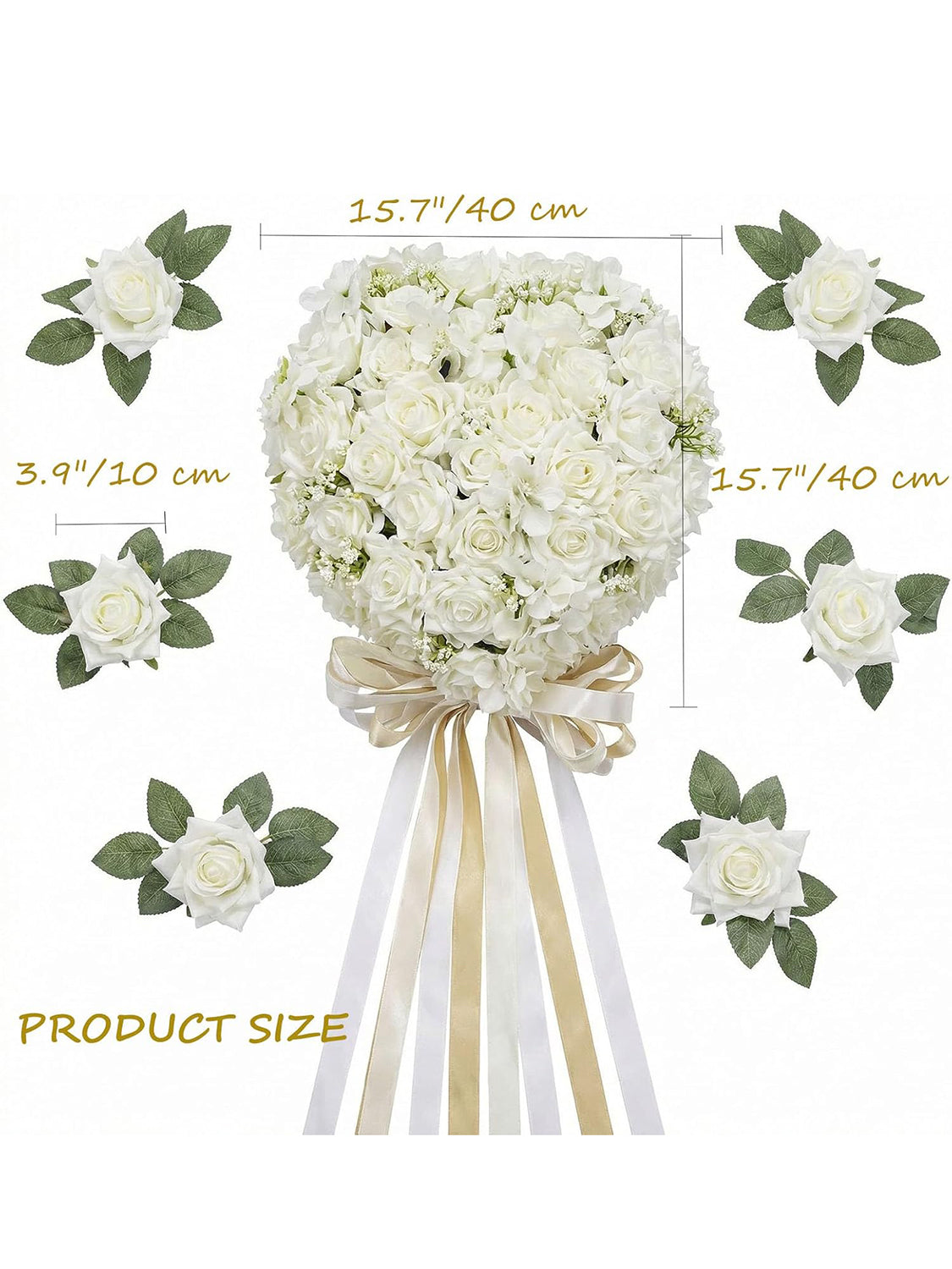 White Artificial Rose Wedding Car Decoration Set