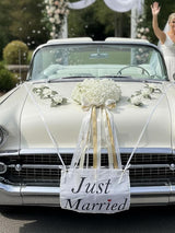 White Artificial Rose Wedding Car Decoration Set