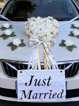 White Artificial Rose Wedding Car Decoration Set