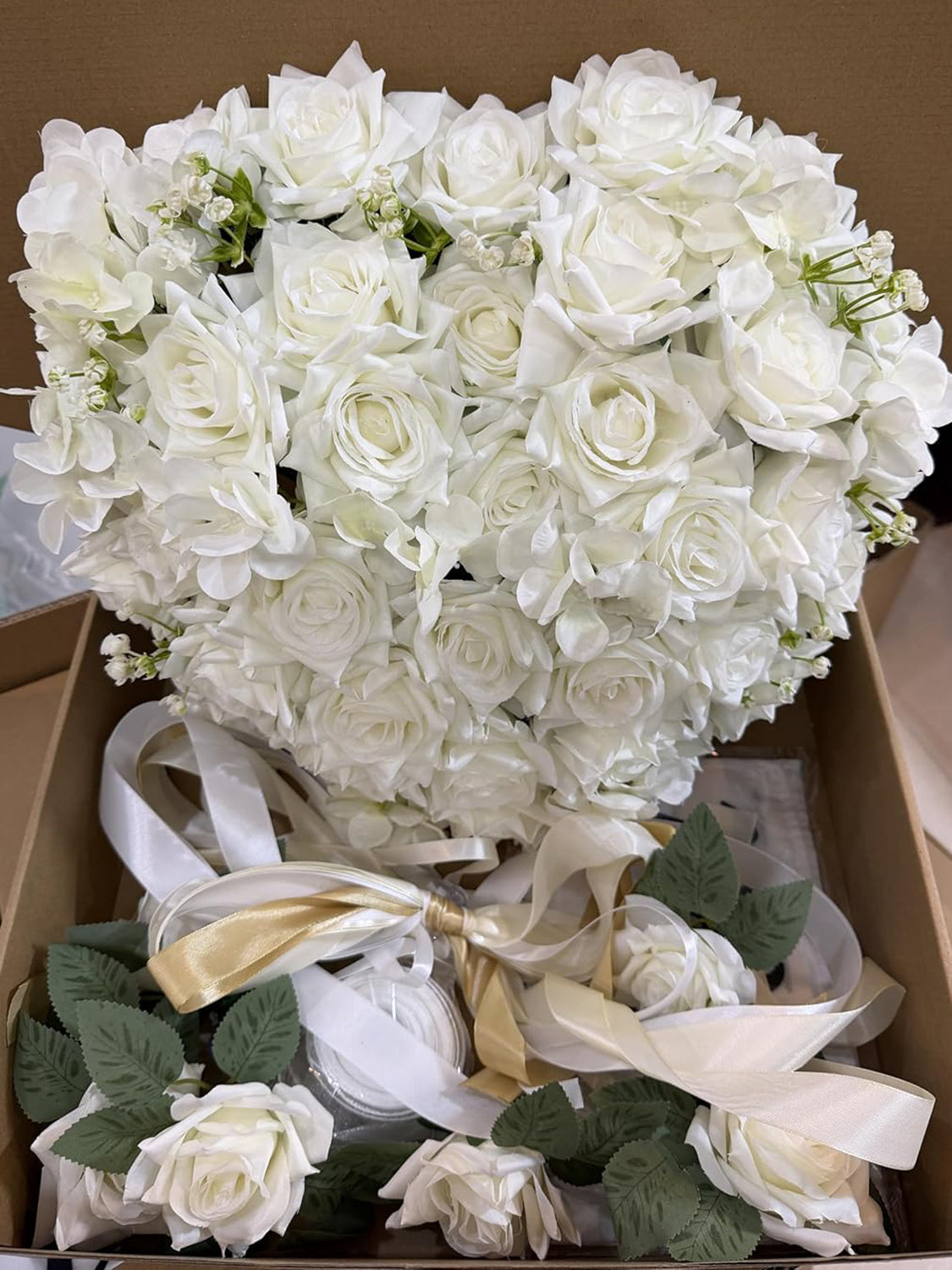 White Artificial Rose Wedding Car Decoration Set
