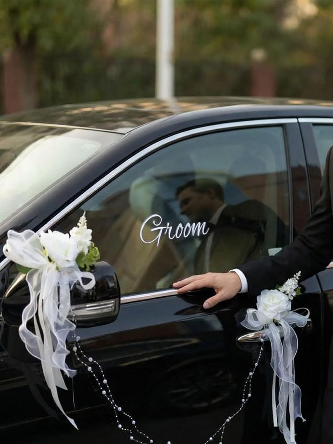 Door Handle Bouquets & Rearview Mirror Flowers Married Car Flower Decorations 8Pcs
