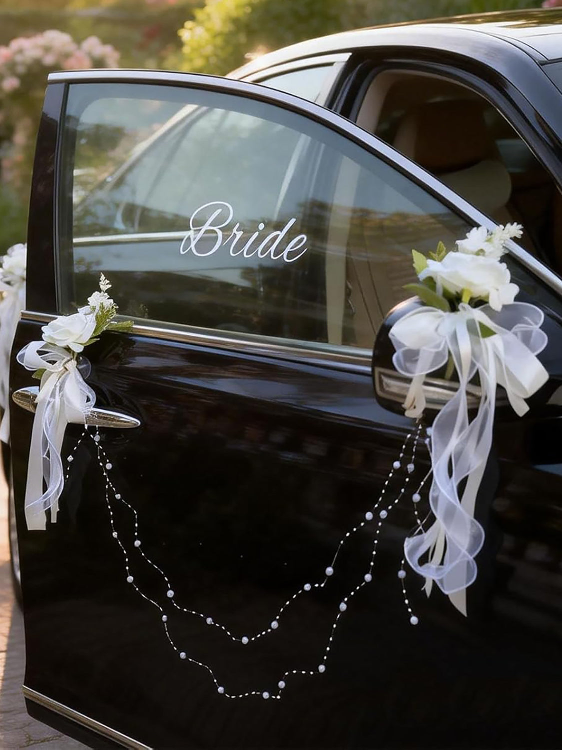 Door Handle Bouquets & Rearview Mirror Flowers Married Car Flower Decorations 8Pcs
