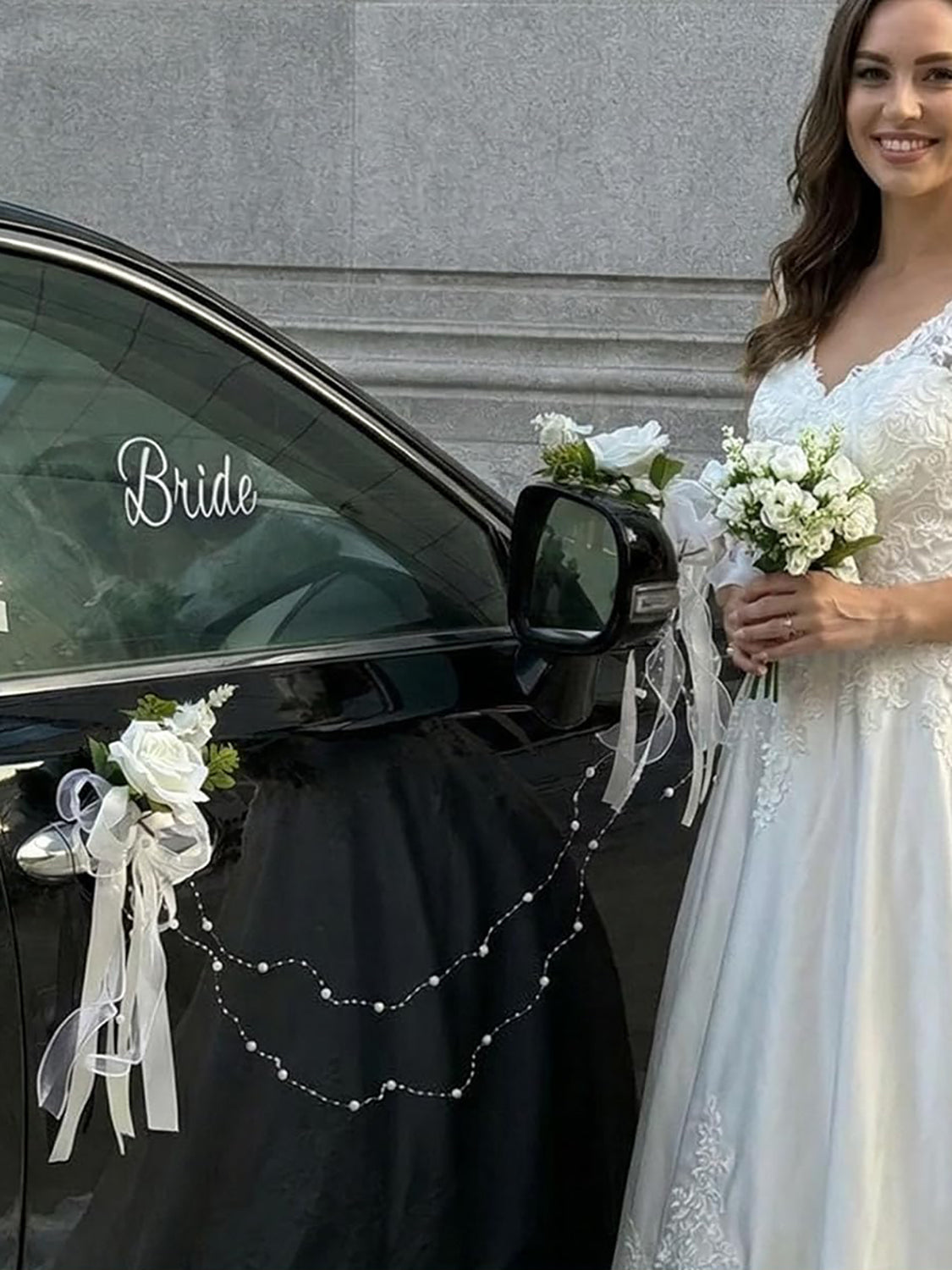 Door Handle Bouquets & Rearview Mirror Flowers Married Car Flower Decorations 8Pcs