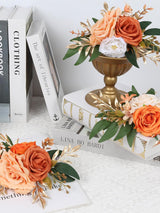 Chic Terracotta Wedding Cake Flowers 3Pcs Faux Floral Decorations