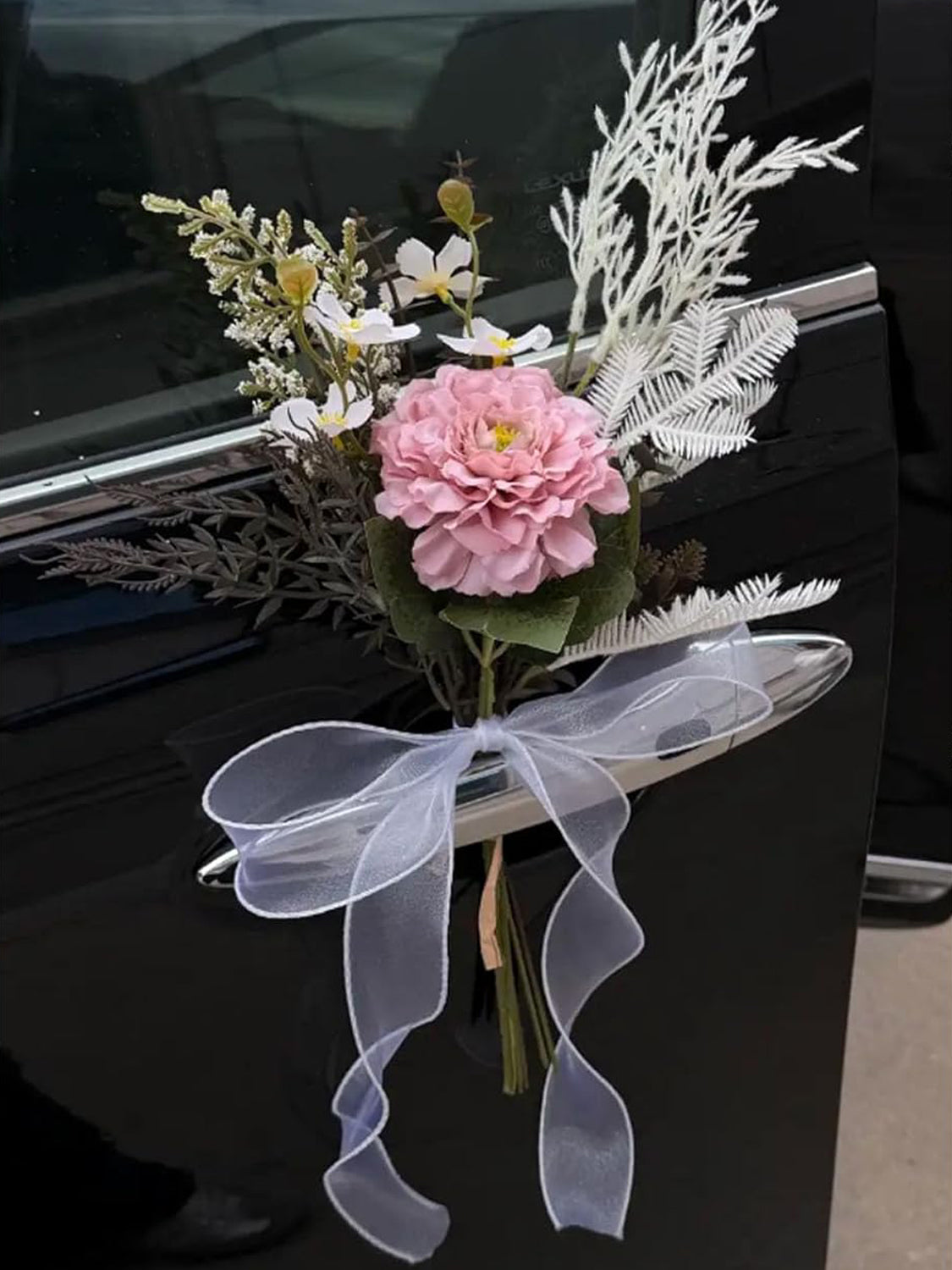 Pink Rose Wedding Car Decorations