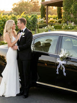 White Rose Wedding Car Decorations 4Pcs 12Inch