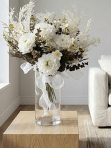White Rose Wedding Car Decorations 4Pcs 12Inch