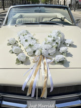 V Shape with Hanging Ribbon Wedding Car Hood Flower Decorations