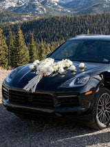 V Shape with Hanging Ribbon Wedding Car Hood Flower Decorations