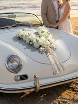 V Shape with Hanging Ribbon Wedding Car Hood Flower Decorations