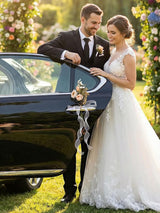Champagne Wedding Car Door Handle Decorations 12-inch