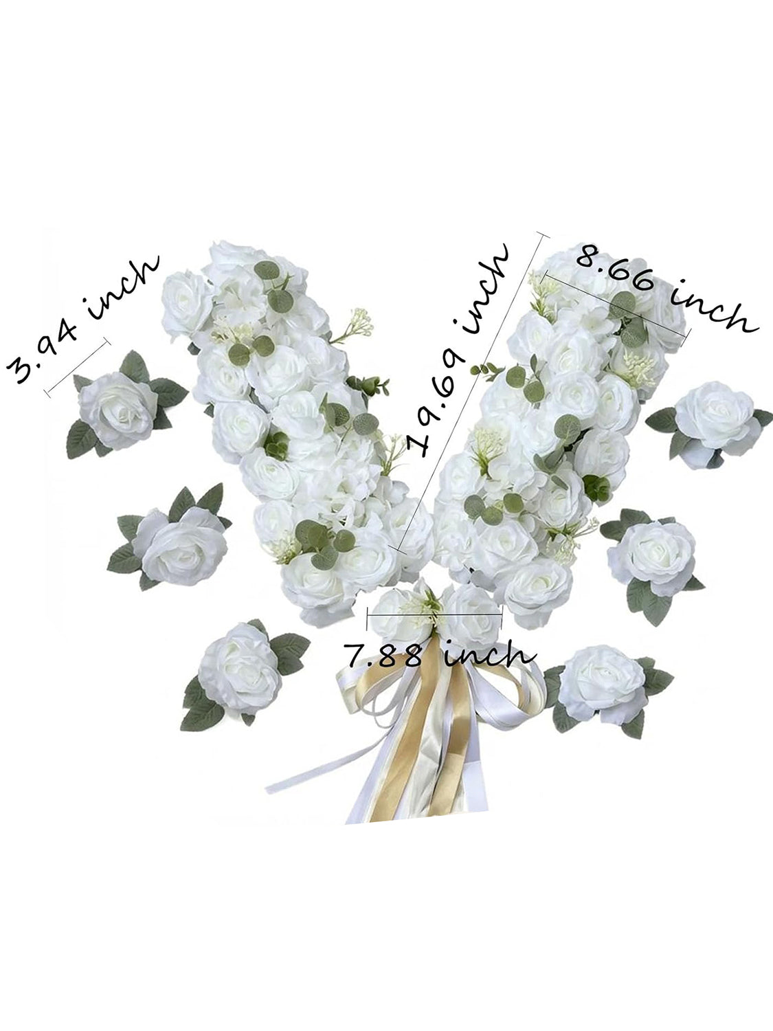 V Shape with Hanging Ribbon Wedding Car Hood Flower Decorations