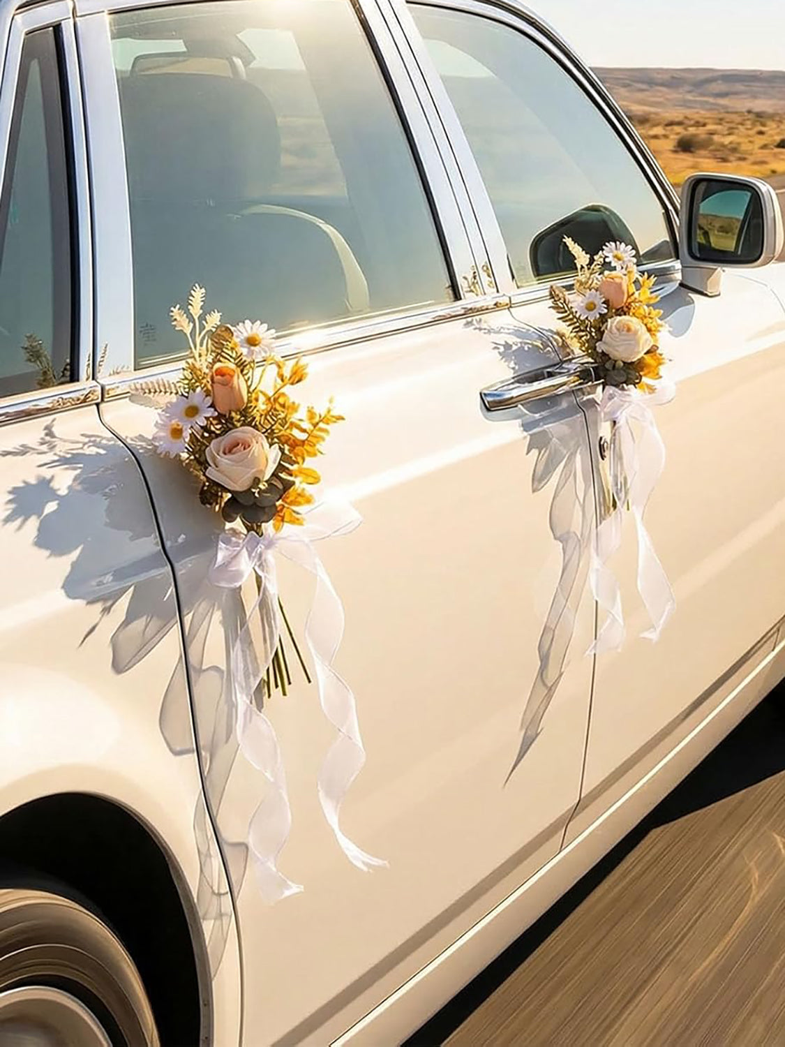 Champagne Wedding Car Door Handle Decorations 12-inch