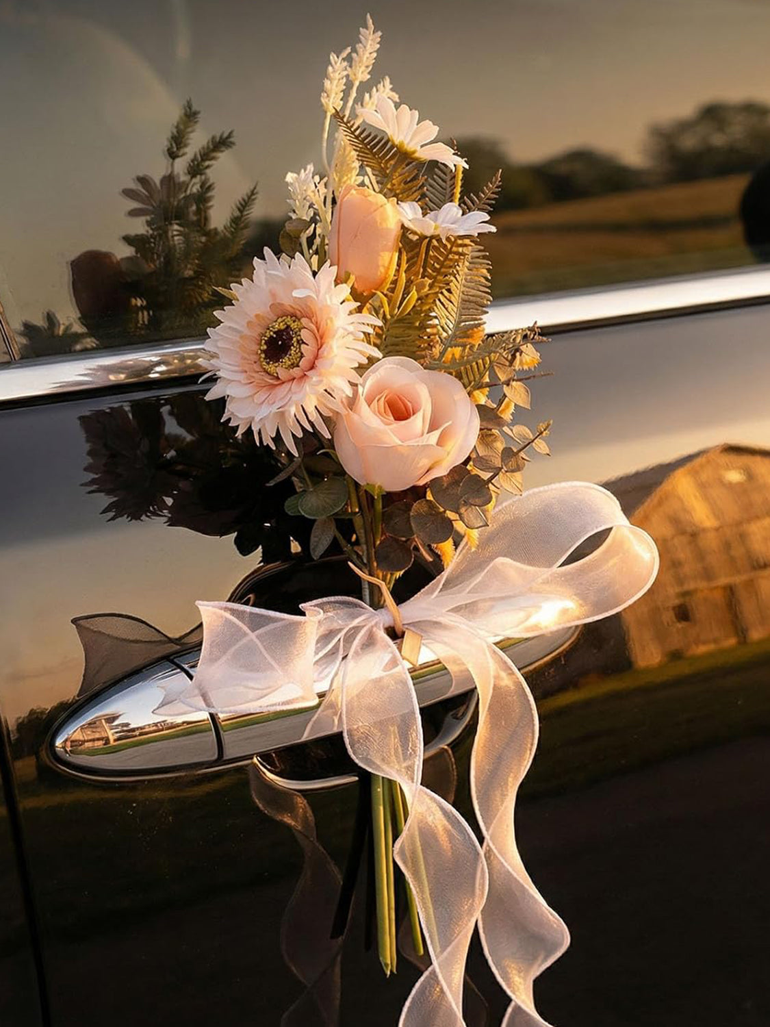Champagne Wedding Car Door Handle Decorations 12-inch