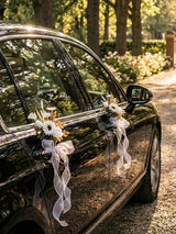 White Daisy & Sunflower Wedding Car Door Handle Decorations
