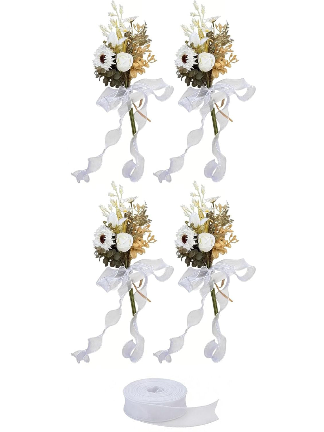 White Daisy & Sunflower Wedding Car Door Handle Decorations