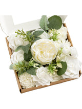 White & Sage Mini Combo Silk Peony Fake Flowers Box