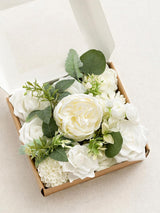 White & Sage Mini Combo Silk Peony Fake Flowers Box