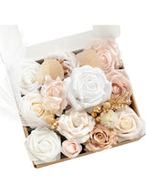White & Beige Mini Combo Greenery Fake Flowers Box