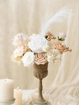 White & Beige Mini Combo Greenery Fake Flowers Box