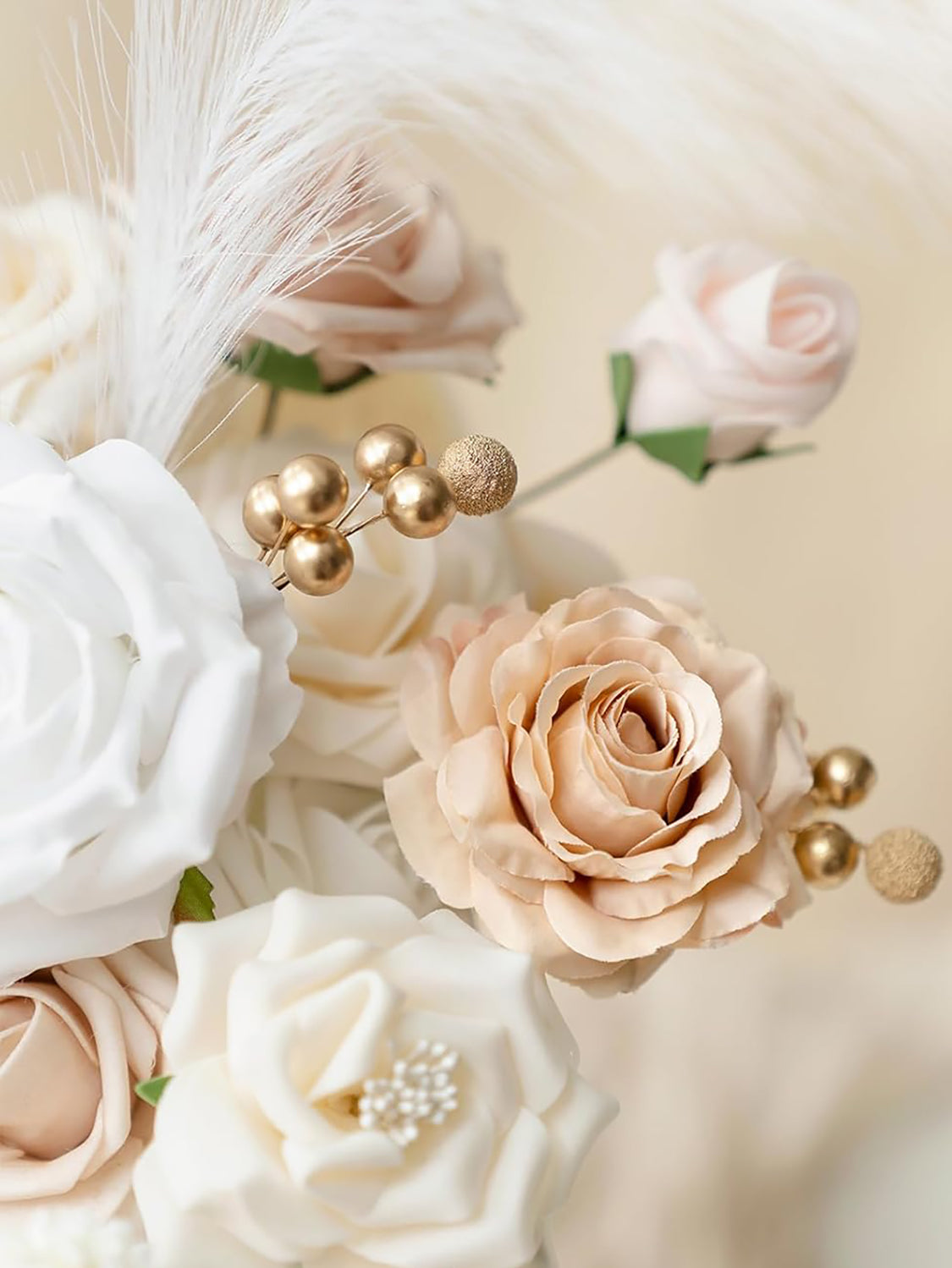 White & Beige Mini Combo Greenery Fake Flowers Box