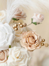 White & Beige Mini Combo Greenery Fake Flowers Box