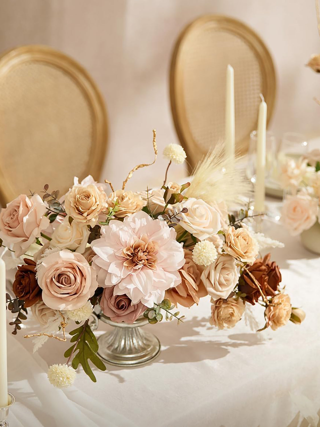 White & Beige Mini Combo Greenery Fake Flowers Box
