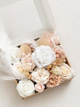 White & Beige Mini Combo Greenery Fake Flowers Box