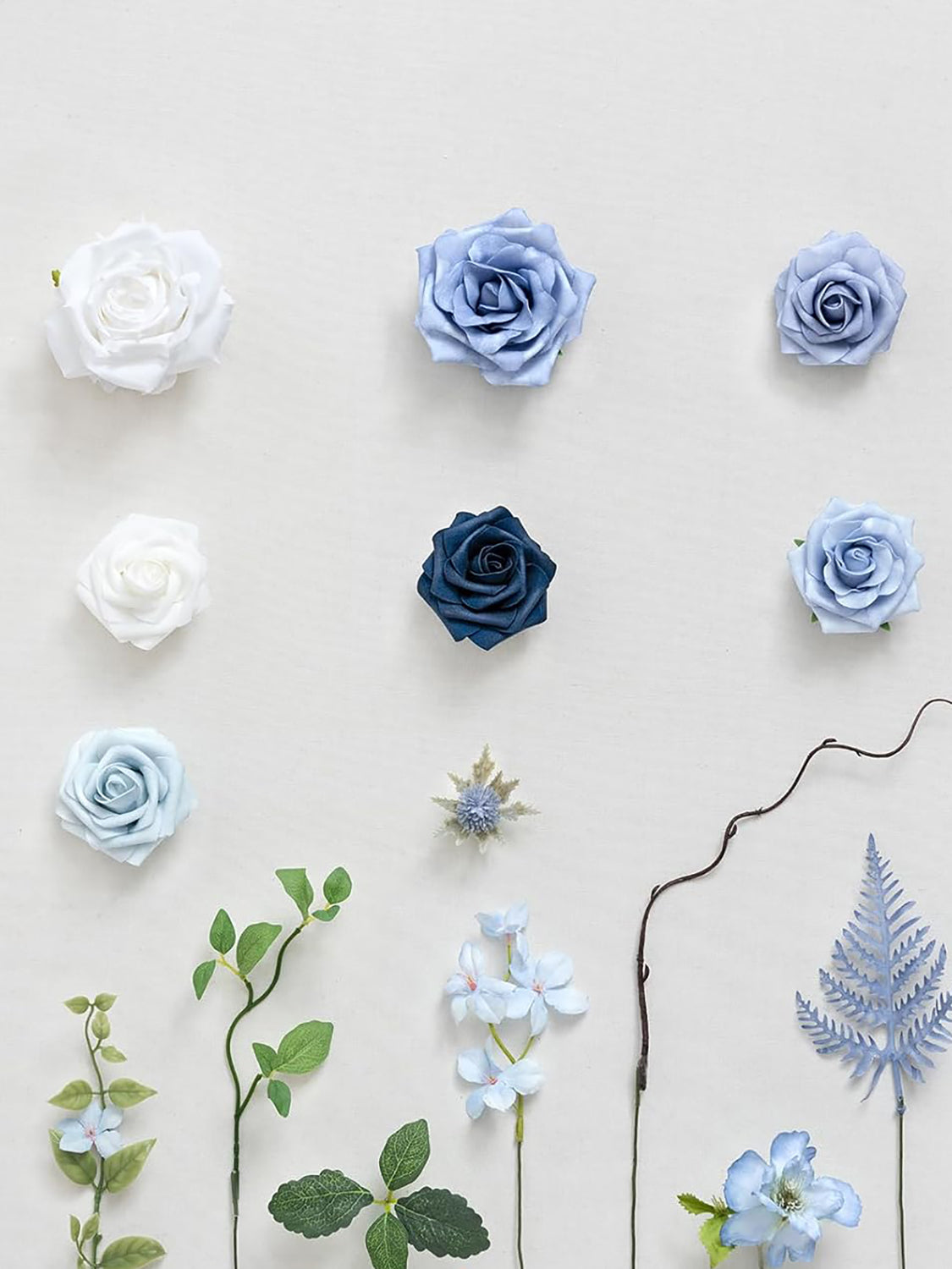 Dusty Blue & Ivory Mini Combo Silk Peony Fake Flowers Box