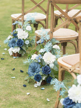 Dusty Blue & Navy Mini Combo Silk Hibiscus Fake Flowers Box
