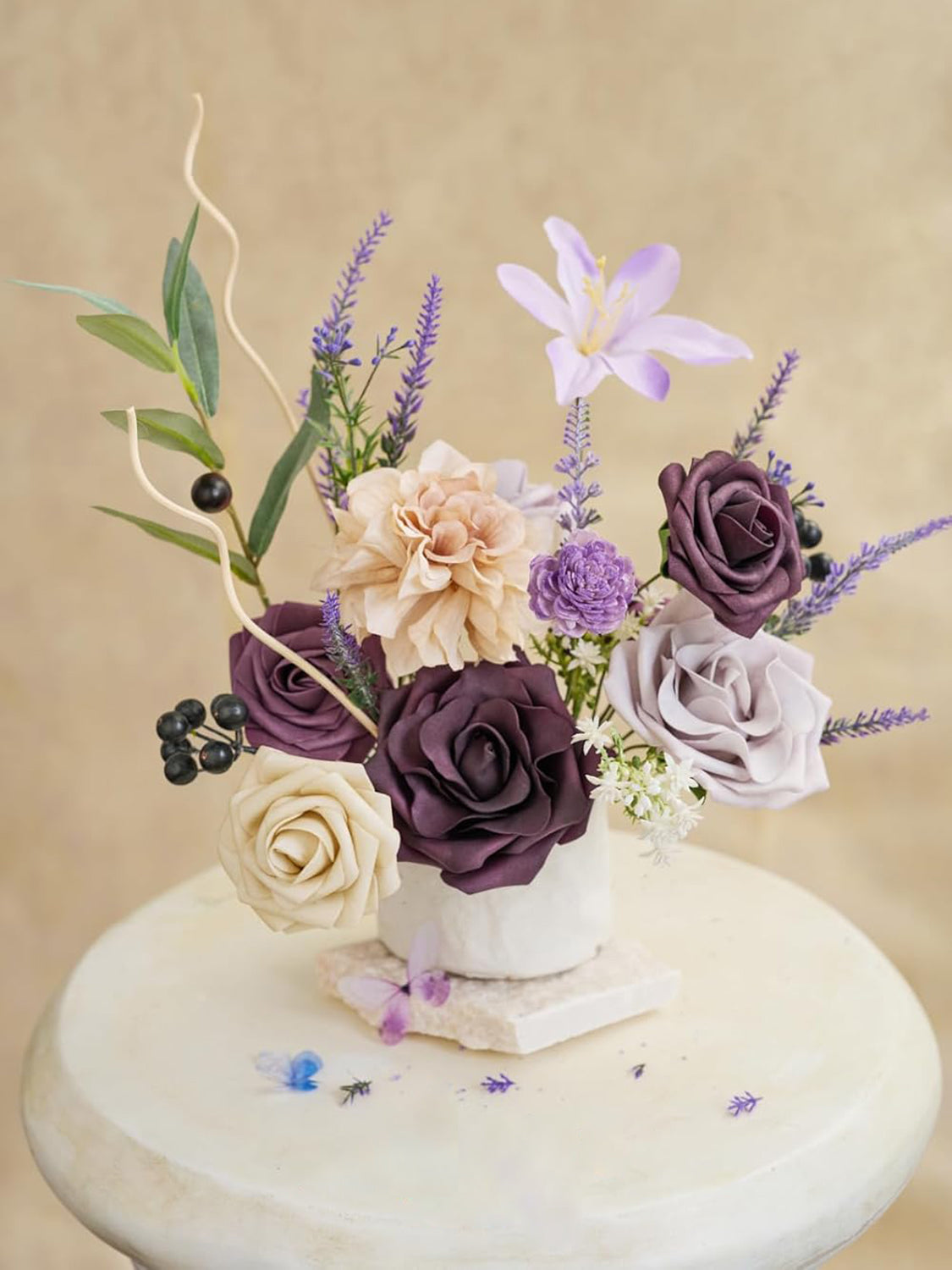 Lavender & Plum Mini Combo Silk Orchid Fake Flowers Box