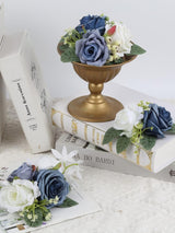 Dusty Blue Faux Cake Flowers Set 3pcs Floral Cake Decorations For Wedding