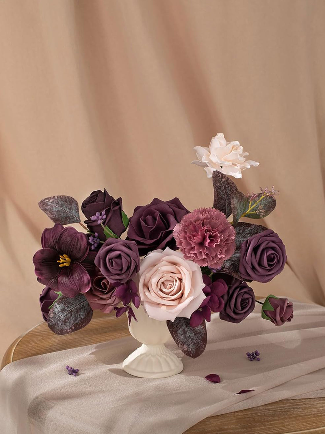 Plum & Plum Lily Mini Combo Silk Hydrangea Fake Flowers Box