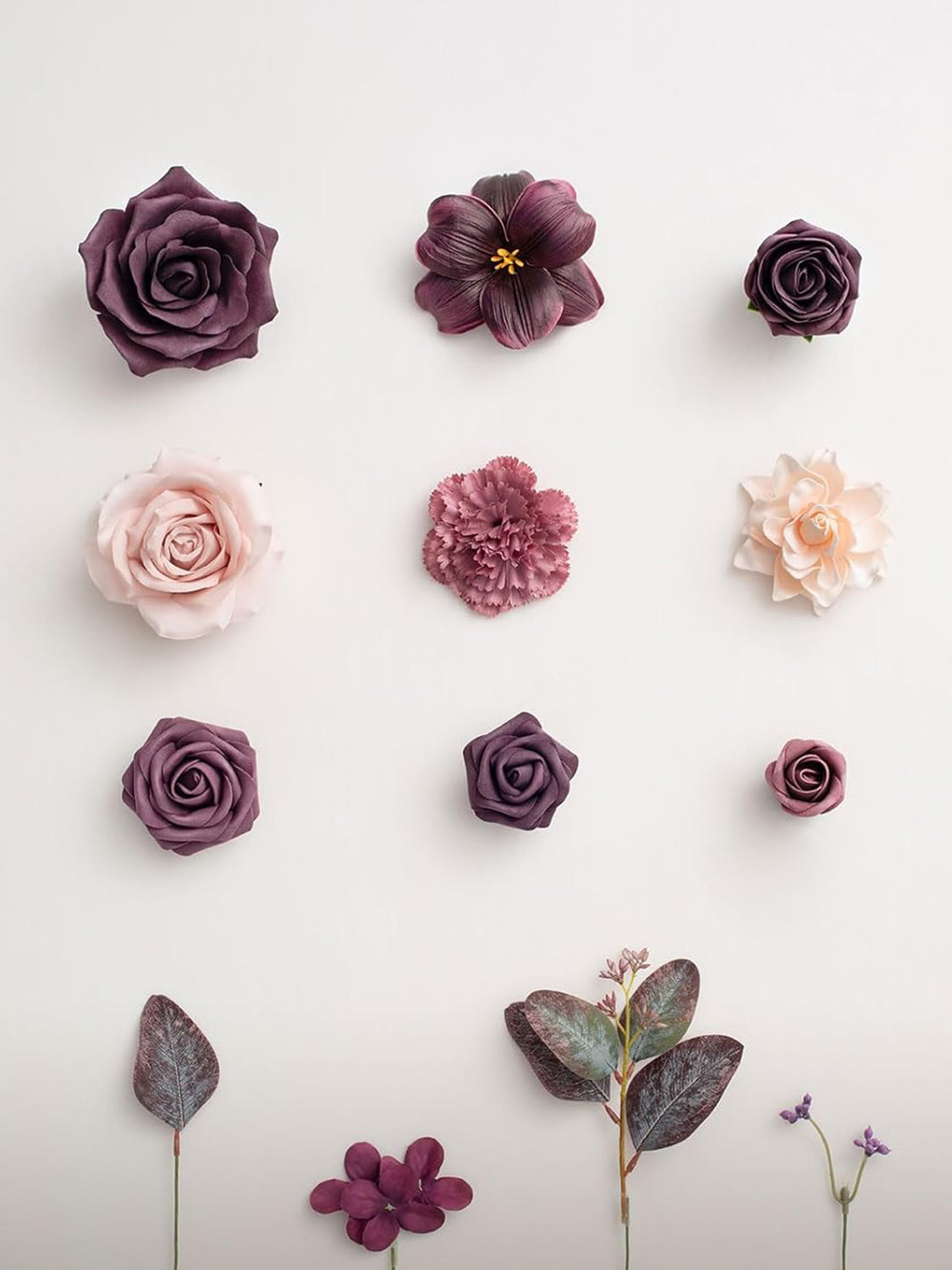 Plum & Plum Lily Mini Combo Silk Hydrangea Fake Flowers Box