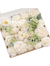 Ivory & Sage Fake Foam Roses Flowers Box