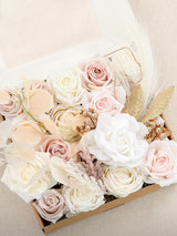 White & Beige Fake Berry Silk Eucalyptus Flowers Box