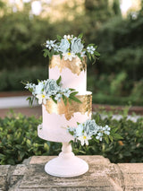 Light Blue Fake Flowers Wedding Cake Topper Decorations Set