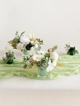 Emerald & Tawny Beige Fake Roses Dahlia Ranunculus Flowers Box