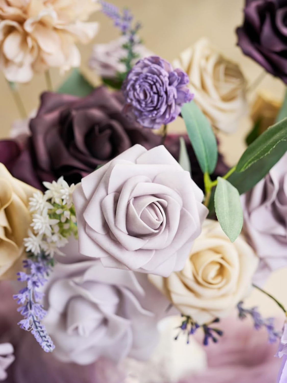 Lavender & Plum Fake Gardenia Flowers Box