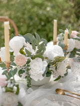 White & Blush Fake Roses Peonies Willow Flowers Box