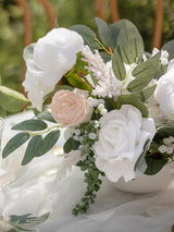 White & Blush Fake Roses Peonies Willow Flowers Box
